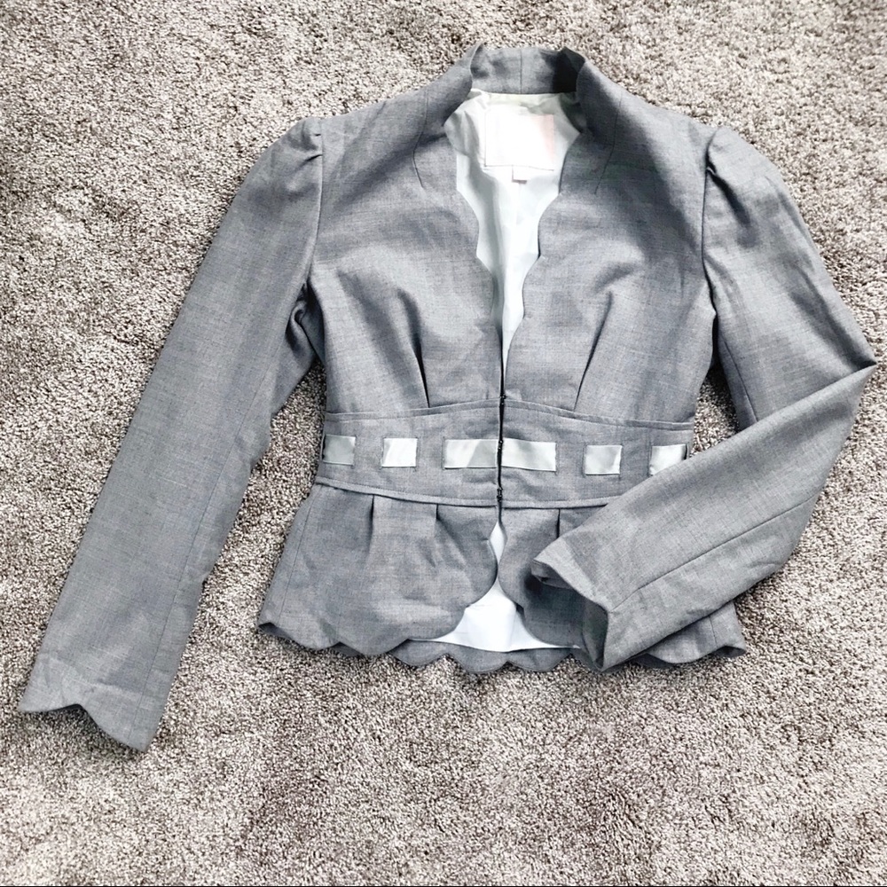 Rebecca Taylor Scalloped Grey Blazer
